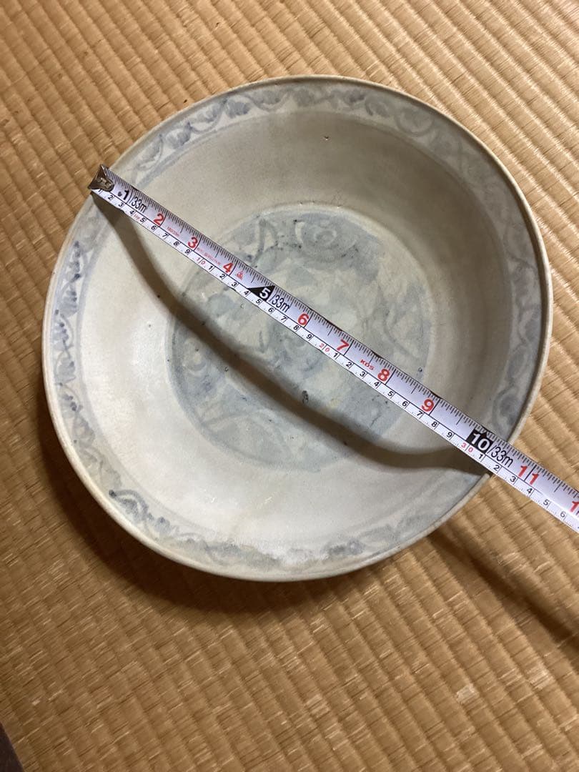 骨董古美術鉄絵花文大皿　古陶器　タイ　スコータイ時代　カロン窯　コレクター所蔵品