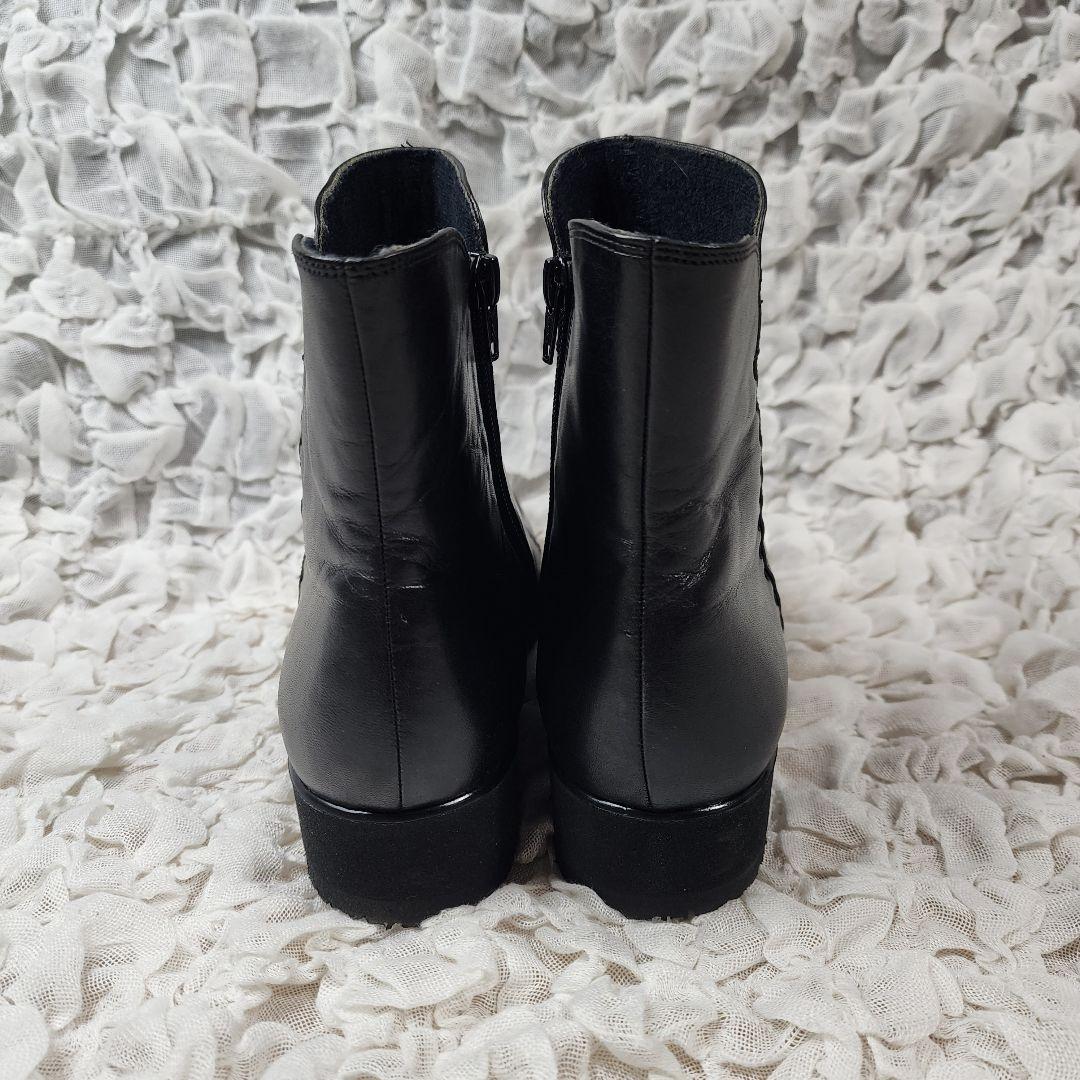 未使用 ペダラ スクエアトゥ サイドジップ レザー ブーツ