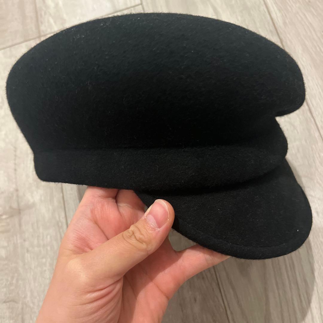 カシラ　ブラック ウール キャスケット