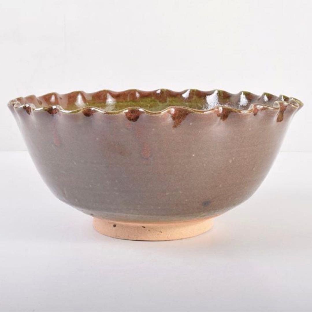 北大路魯山人作　織部　輪花鉢