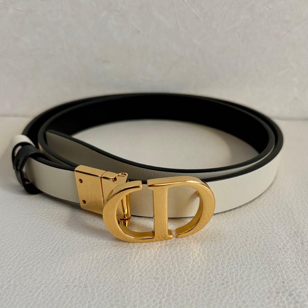 【未使用保管品】【ディオール】30 モンテーニュ ベルト リバーシブル 黒/白
