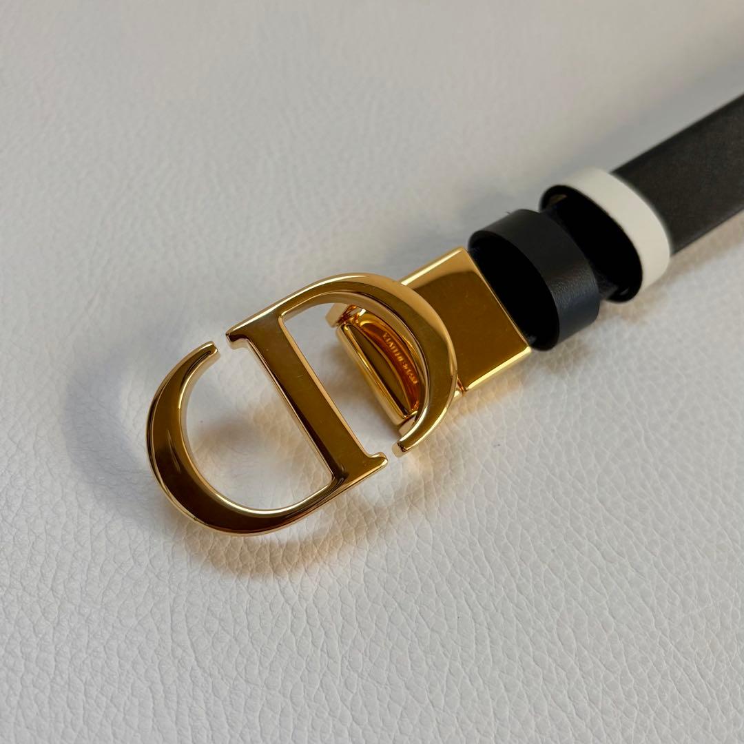 【未使用保管品】【ディオール】30 モンテーニュ ベルト リバーシブル 黒/白