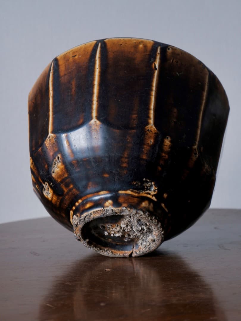 「19日まで掲載」李朝　朝鮮美術　飴釉　面取大壷　花瓶　古民藝　古道具Q2212