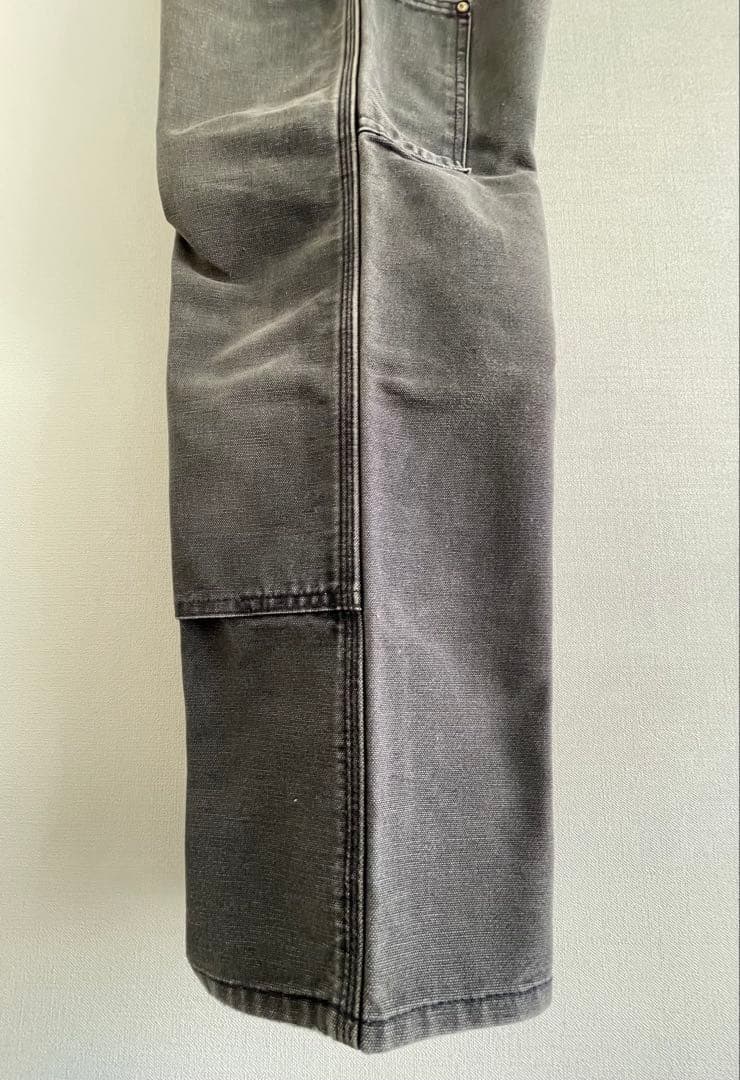 90sカーハートUSA製carharttダブルニー黒ワークパンツダック地フェード