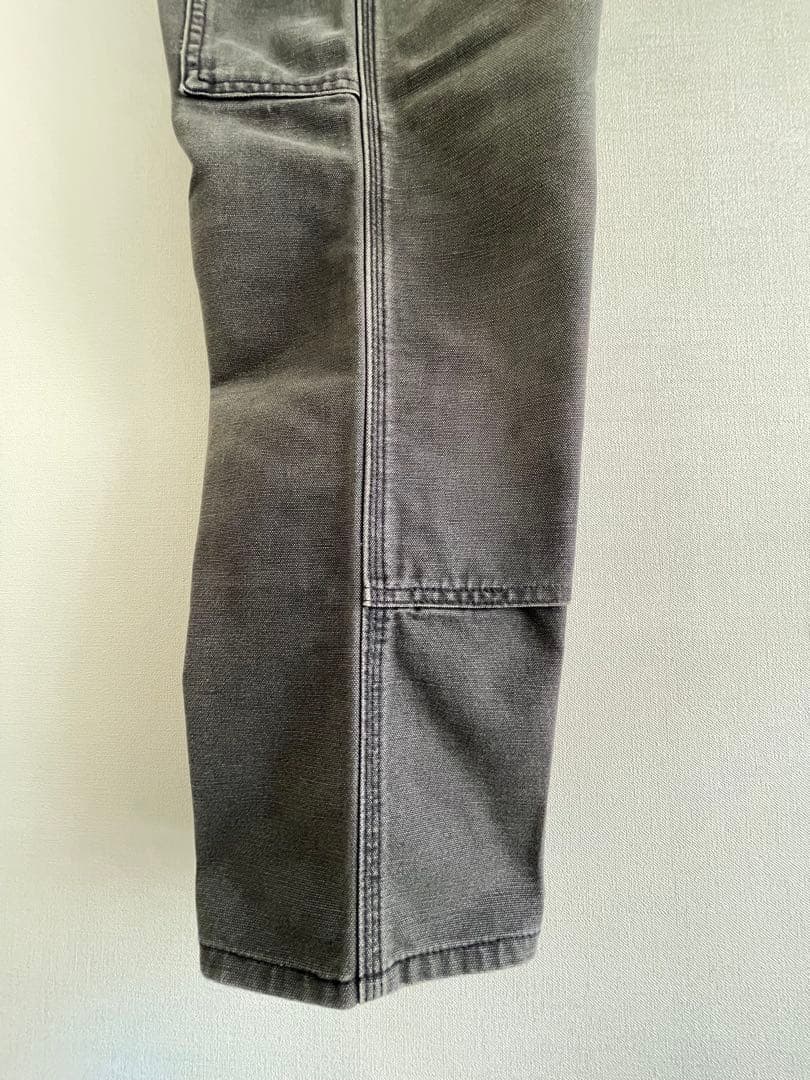 90sカーハートUSA製carharttダブルニー黒ワークパンツダック地フェード