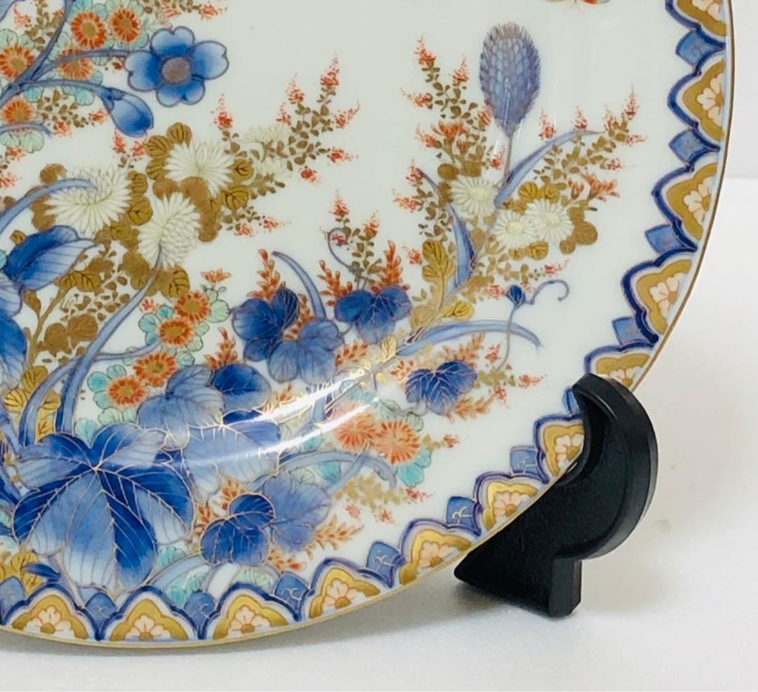 のいばら 明治香蘭社 有田焼 オールド 香蘭社 染錦上絵金彩秋草文8寸皿