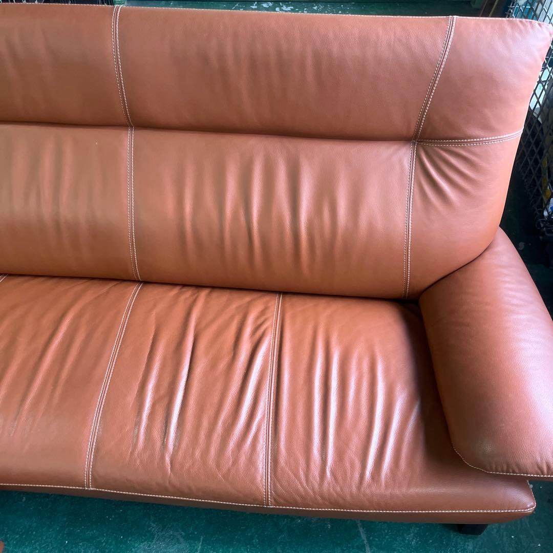 沙*弥様 ★アサヒ木工 ソファ 革張り 3人掛け 家具 高級ソファ オットマンつ