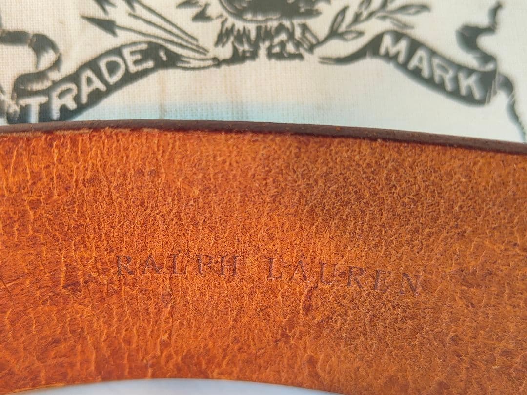 【極美品】ラルフローレン　正規品　高級ゴールドリングベルト　厚本革ドレスベルト