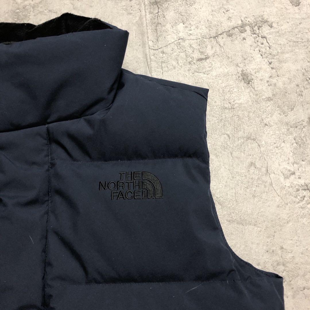 美品　ザノースフェイス　ダウンベスト　キルティング　ダウン　ネイビー　メンズL