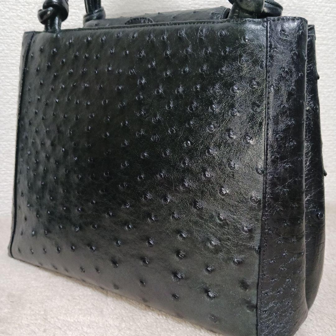 【極美品】JRA認定 OSTRICH ハンドバッグ ブラック 日本製