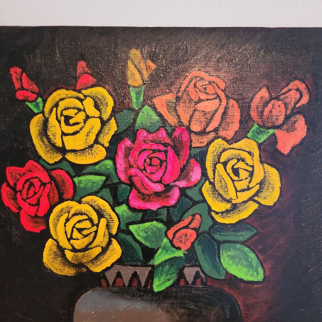 田渕眞兒　油絵　油彩画　薔薇シリーズ　花　No.7-7-s