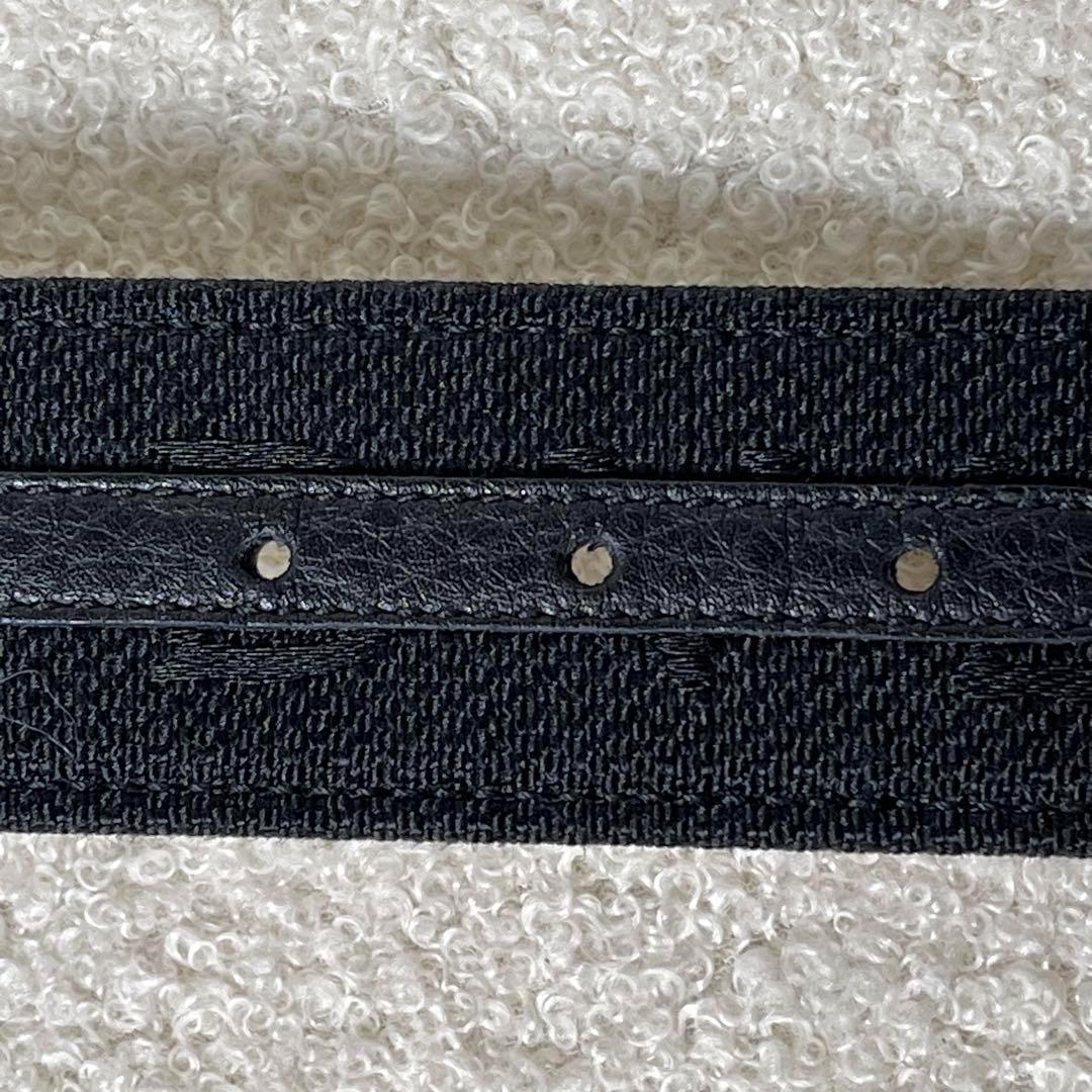 未使用級　BVLGARI ベルト　サークルロゴ　キャンバス　レザー　イタリア製