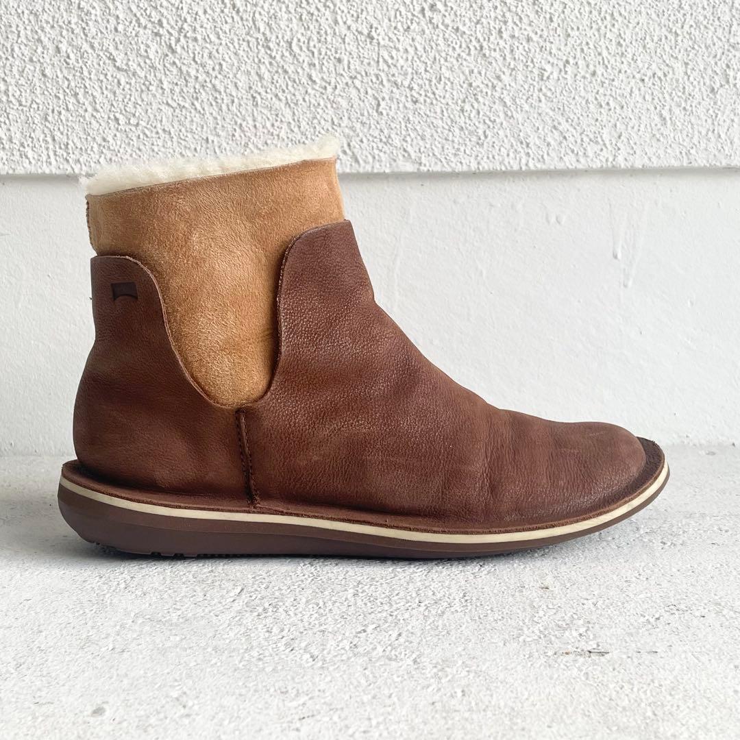 CAMPER レザー ムートン ショートブーツ 36ブラウン ヌバック