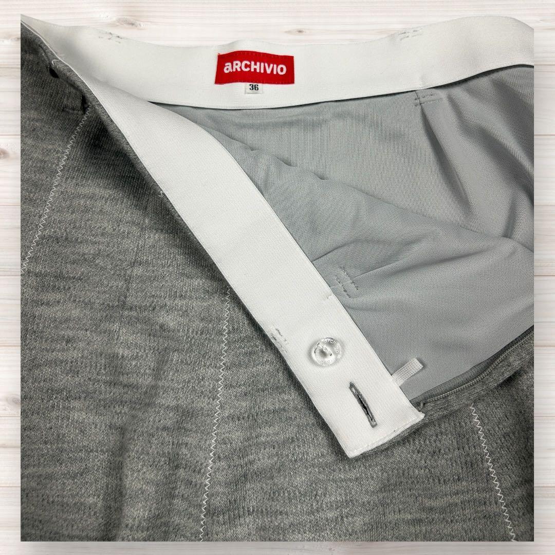 【美品/36】アルチビオ ゴルフ スカート グレー ウール混 ラインストーンロゴ