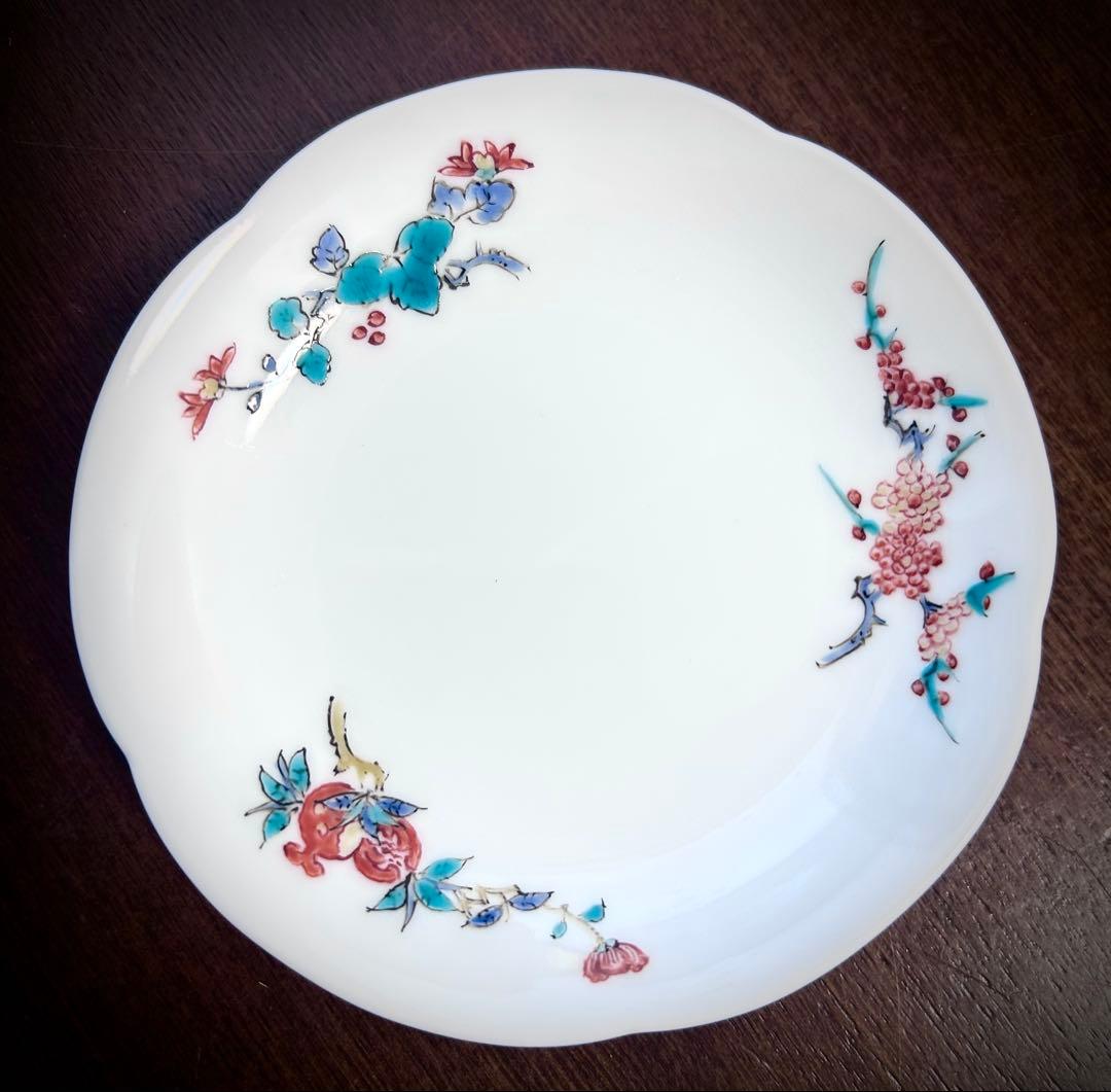 人間国宝　十三代柿右衛門　酒井田柿右衛門　錦花実文皿　5客