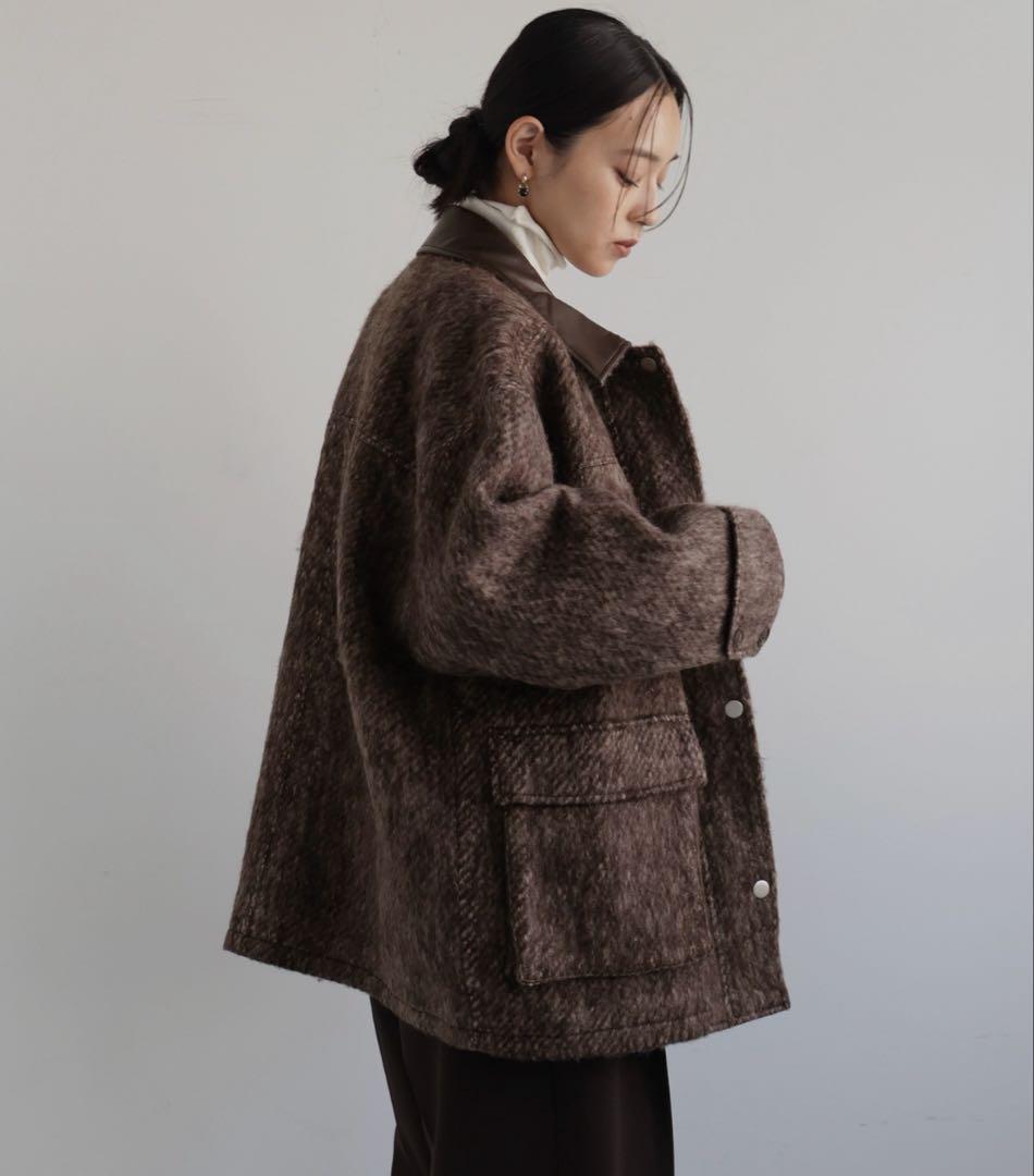 hellamレザーカラーシャギーコート