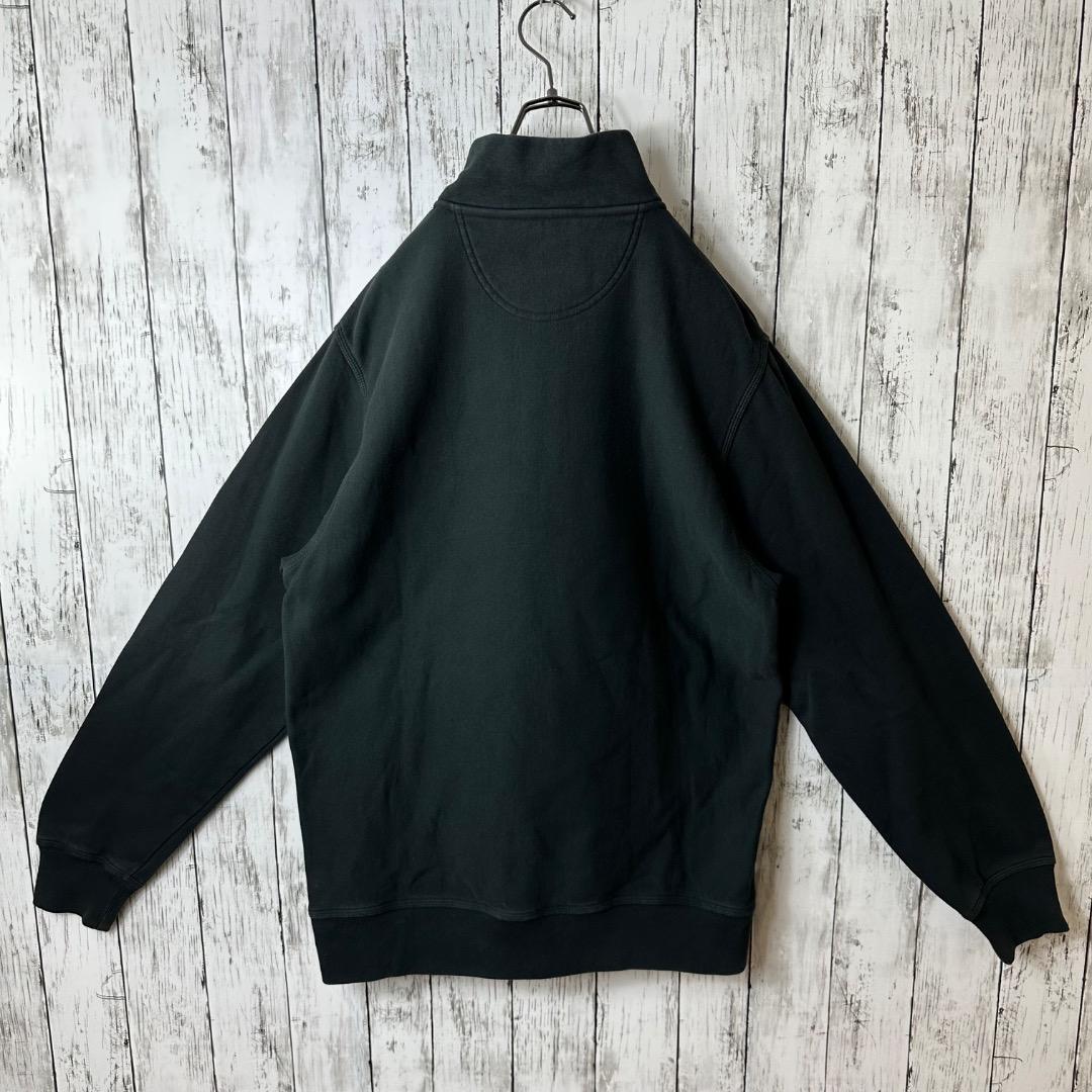 ステューシー ハーフジップ スウェット 黒 ブラック L モックネック ホワイト