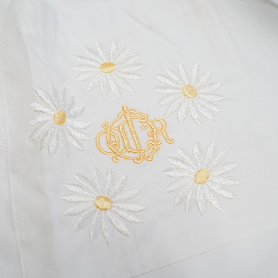 Christian Diorデイジー刺繍エプロンタグ付き新品ホワイトA-8.58