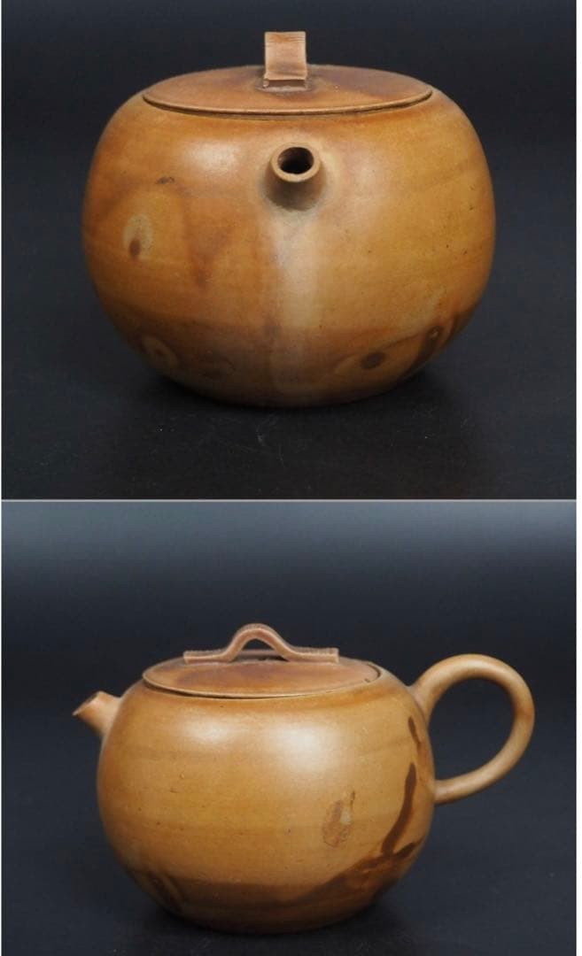 送料無料　18世紀初頭　江戸期白備前焼急須一対　箱付 ★博物館級★ 煎茶道具