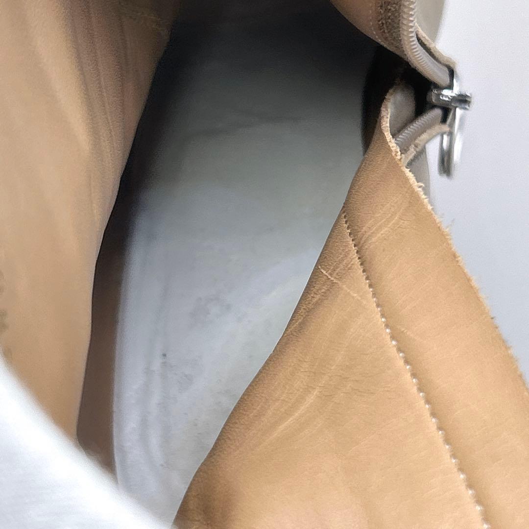 メゾンマルジェラ ショートブーツ レザー ベージュ系 ジッパー付き 36.5