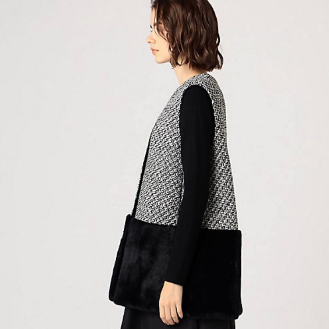 トゥモローランド　モノトーンロービング ファーペプラムジレ