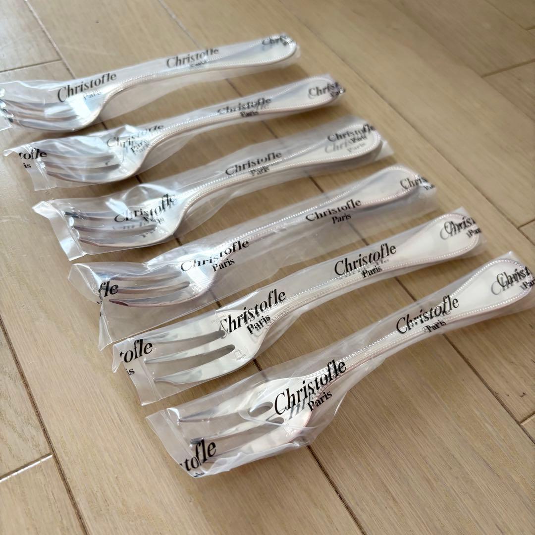 【新品未使用 Christofle】フォーク パール 6点セット