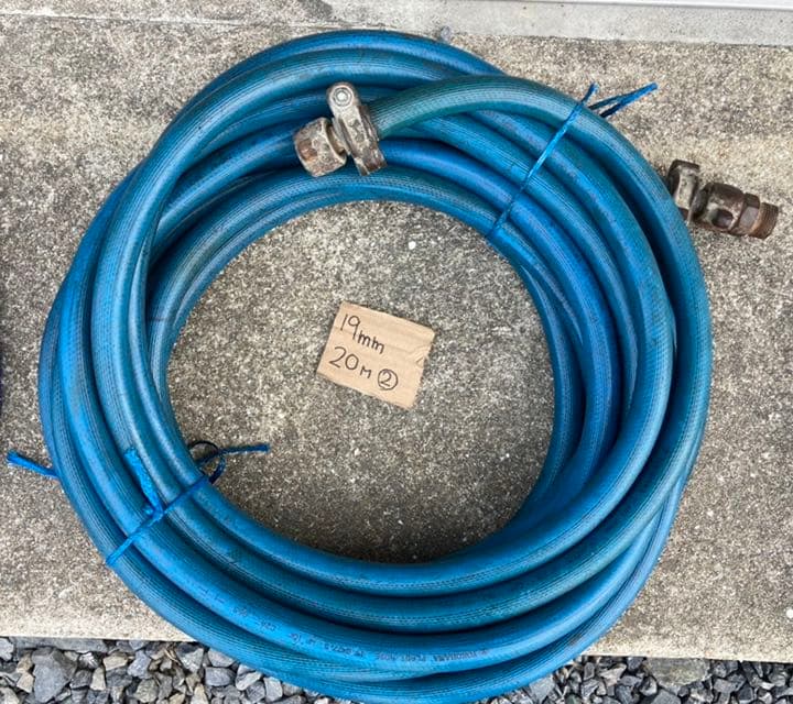 ② 20m 19mm エアーホース カップリング付き ブルーホース 高圧ホース