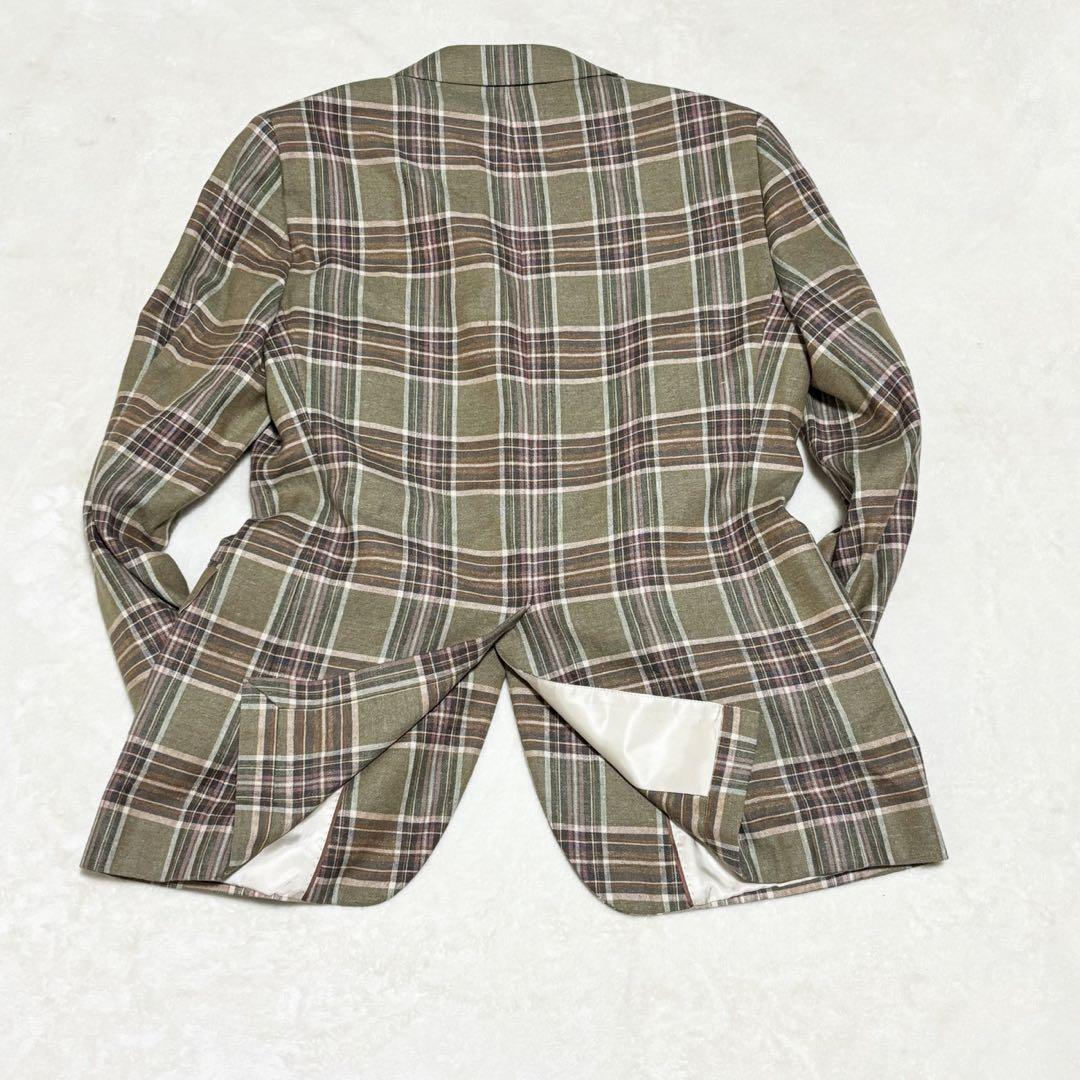 未使用 ブルックスブラザーズ フィッツジェラルド チェック 絹 麻 40R 緑