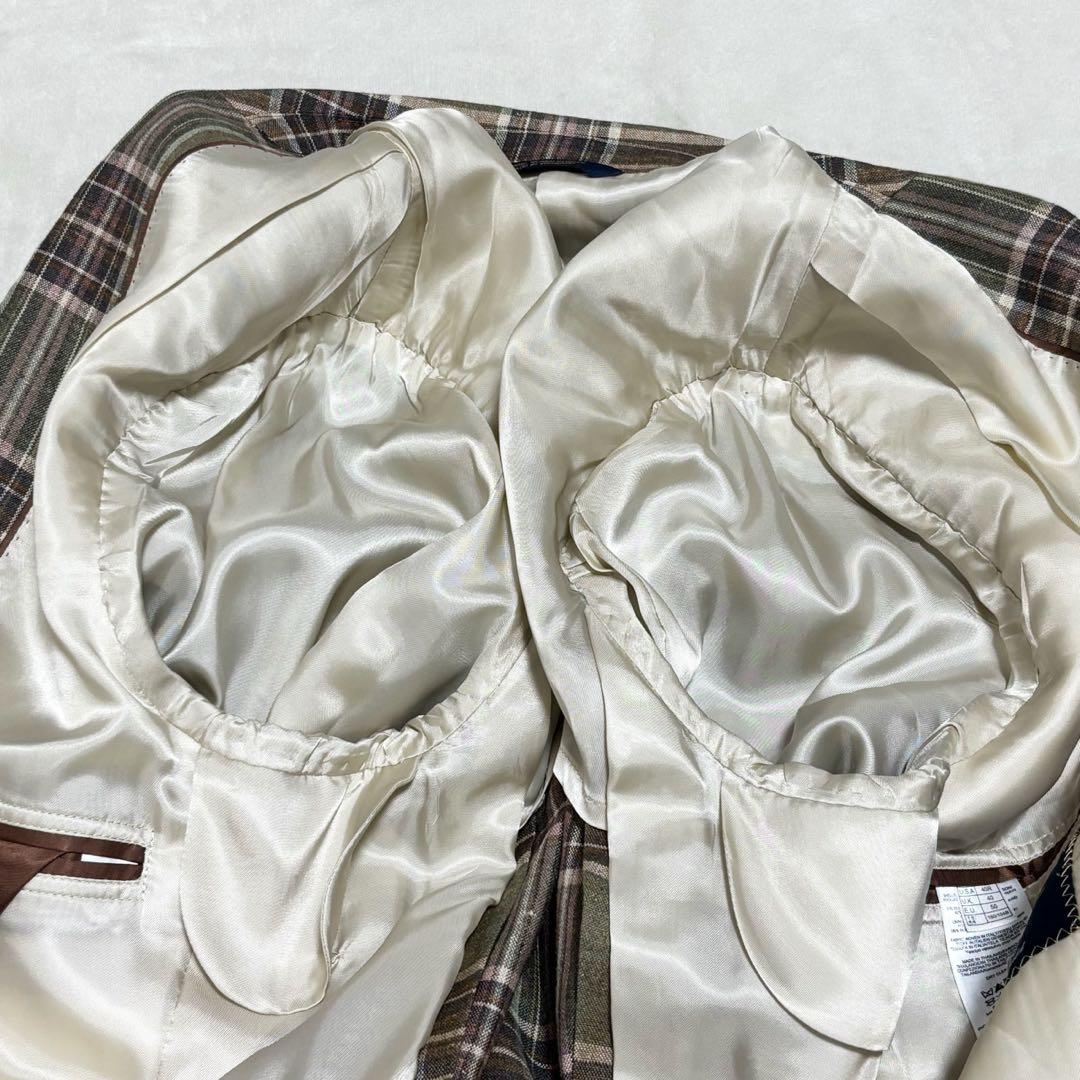 未使用 ブルックスブラザーズ フィッツジェラルド チェック 絹 麻 40R 緑