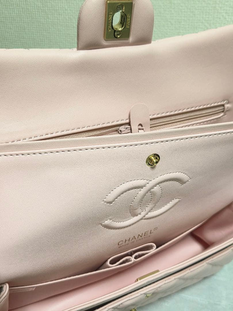 ピンクレザー キルティング ショルダーバッグ