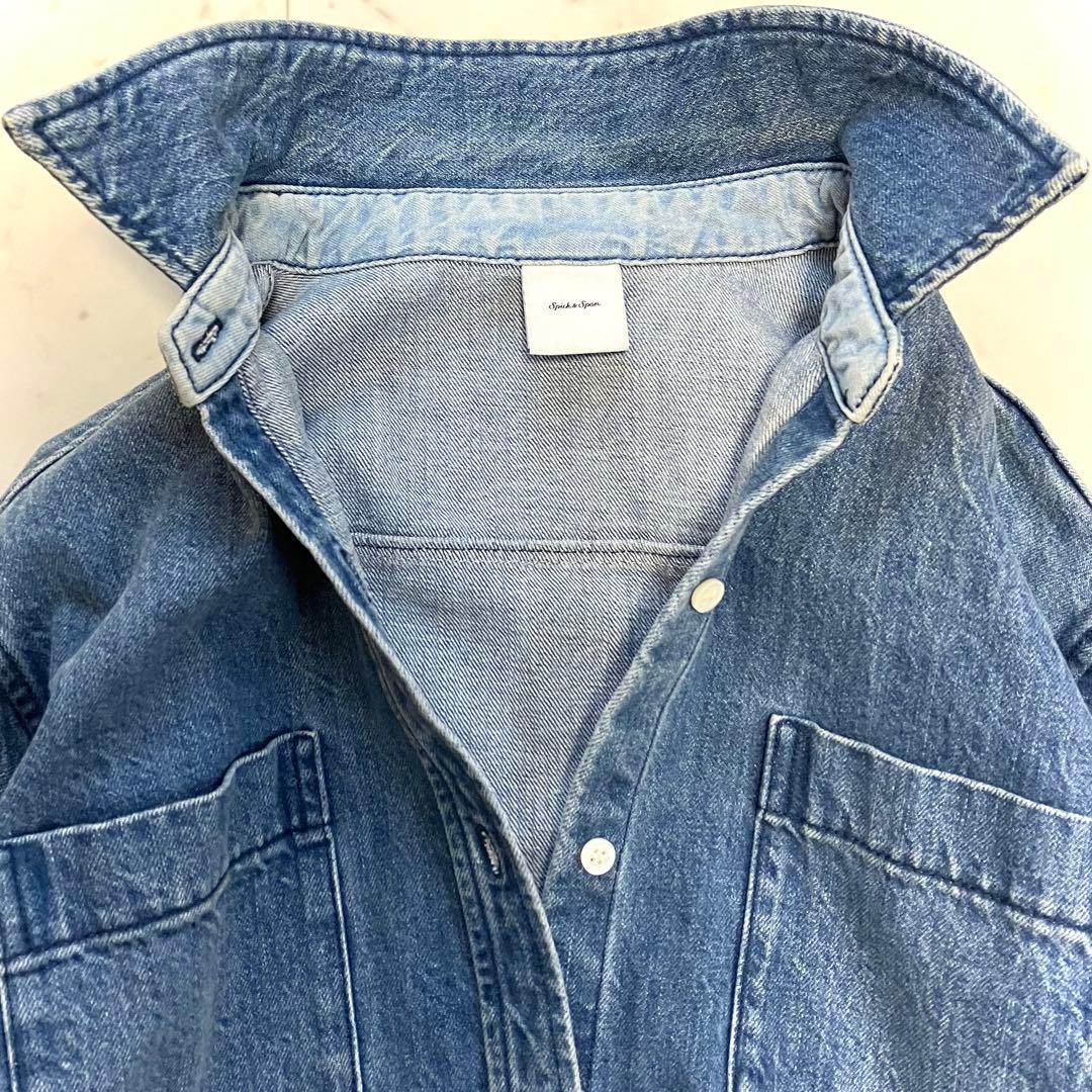 美品 スピックアンドスパン デニムシャツ インディゴブルー F