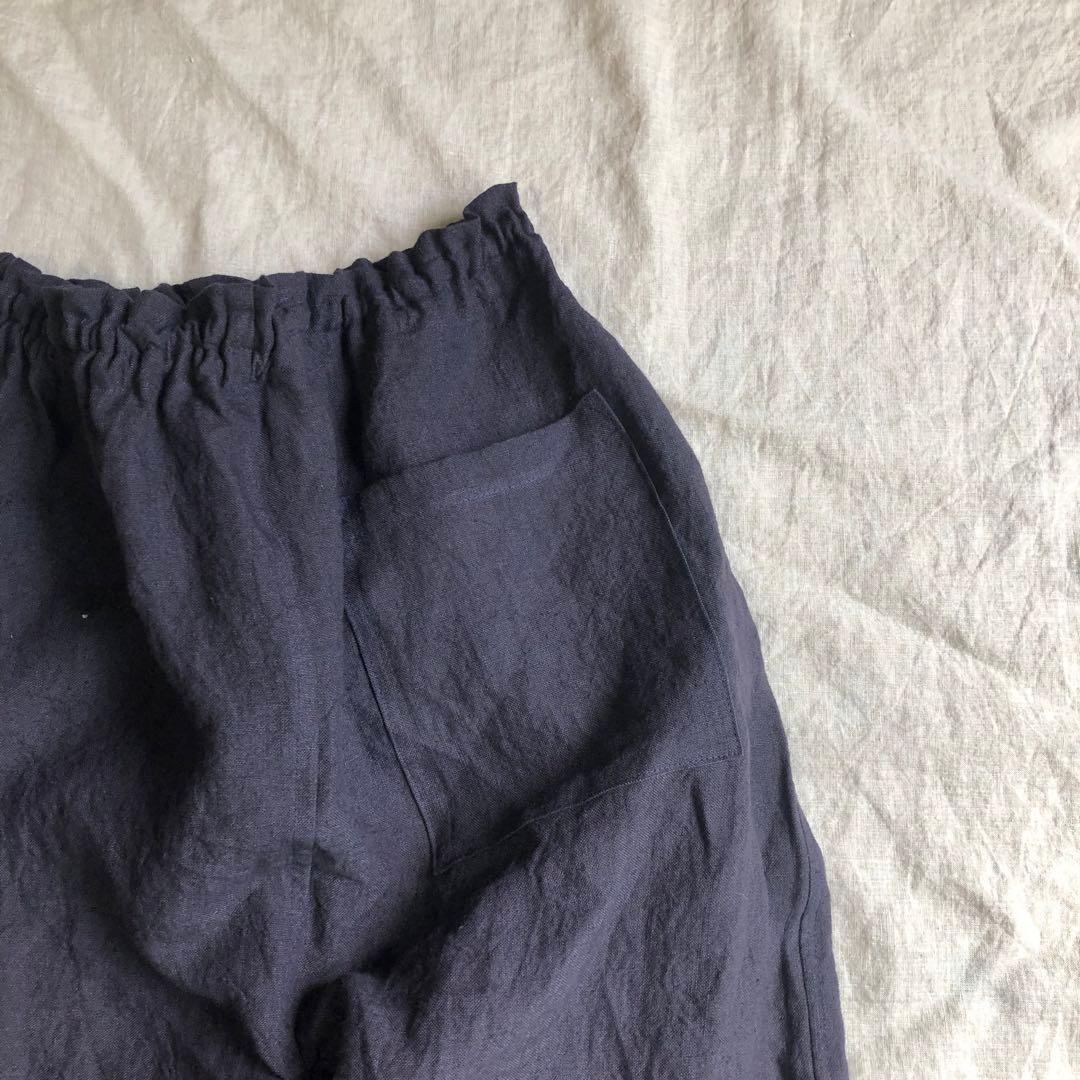 リネンのもんぺ　ダークネイビー