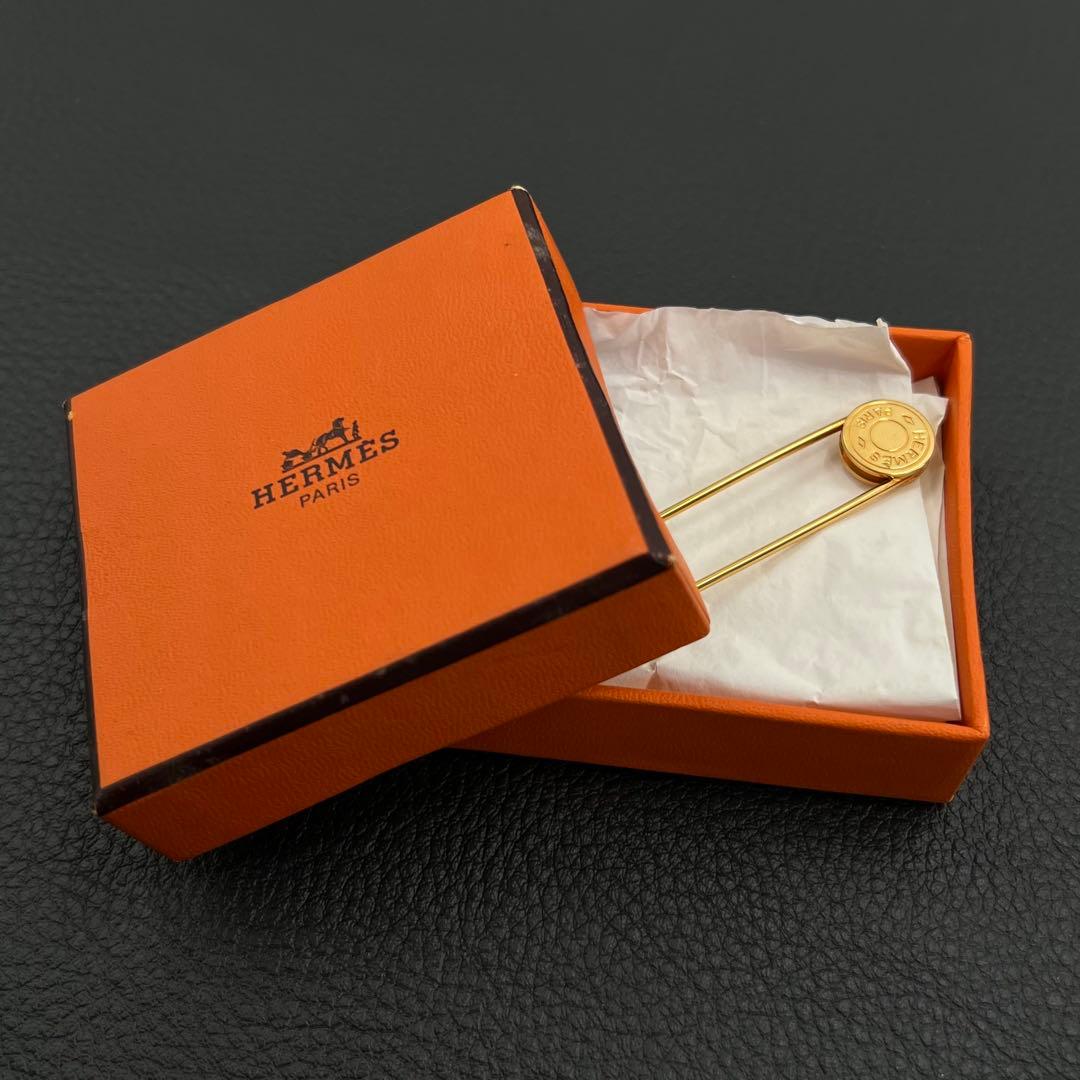 箱付 HERMES エルメス セリエ 安全ピン ピンブローチ ゴールド