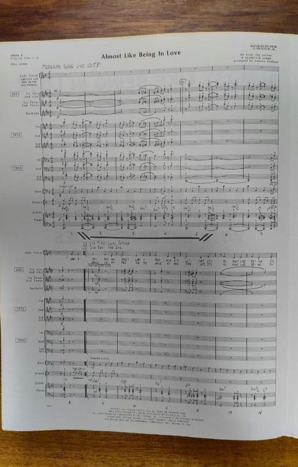 ボーカル　ビッグバンド譜面：ALMOST LIKE BEING IN LOVE