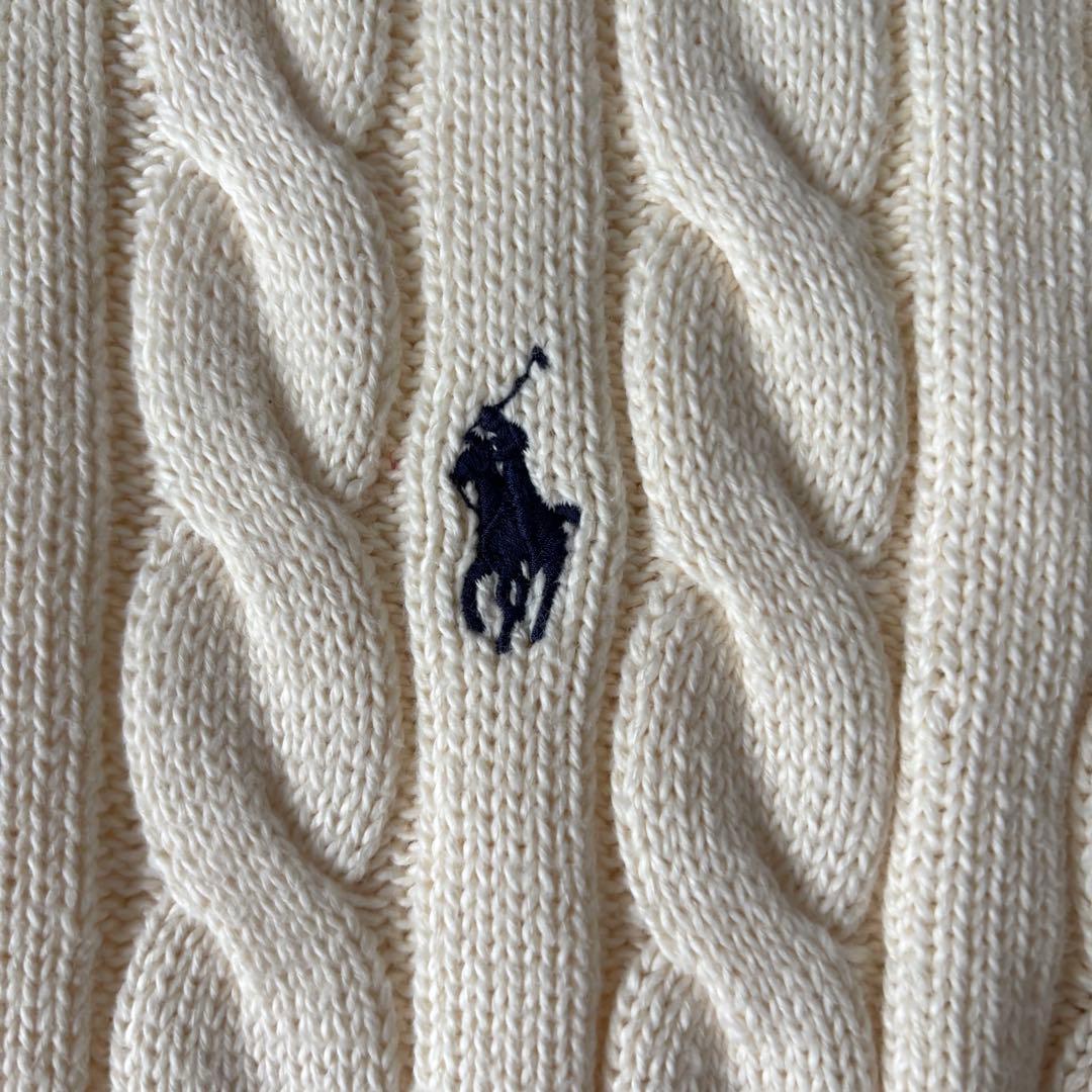 【極美品✨】ポロラルフローレン　ケーブルニット　ハーフジップ　大人気　刺繍　M