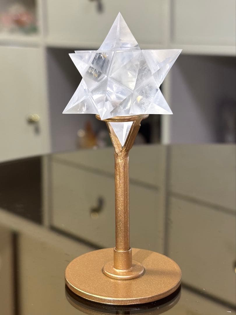 高品質　ブラジル産　水晶　アステロイド　マカバスター　スタンド付き