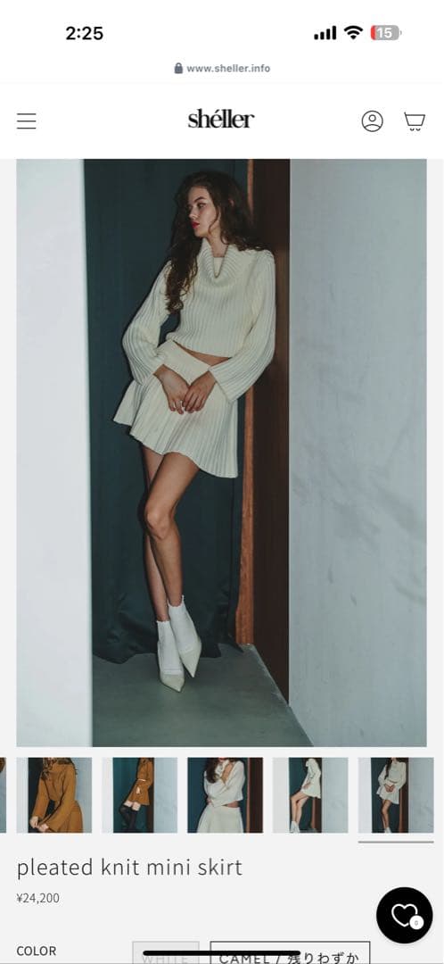 シェリエsheller pleated knit mini skirt