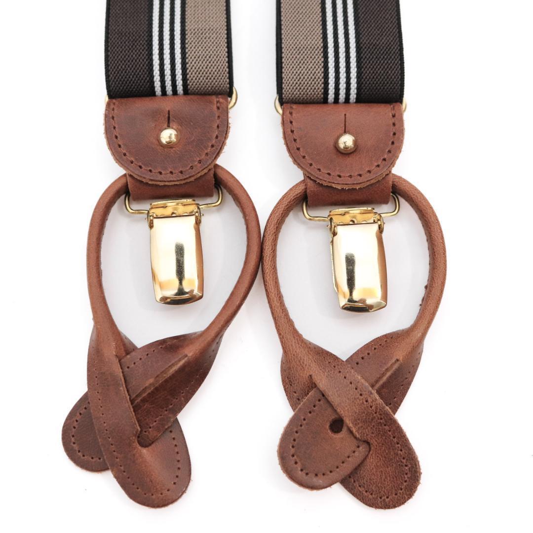 アルバートサーストン サスペンダー クリップ ボタン 2点セット ブラウン系