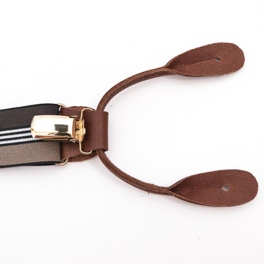アルバートサーストン サスペンダー クリップ ボタン 2点セット ブラウン系
