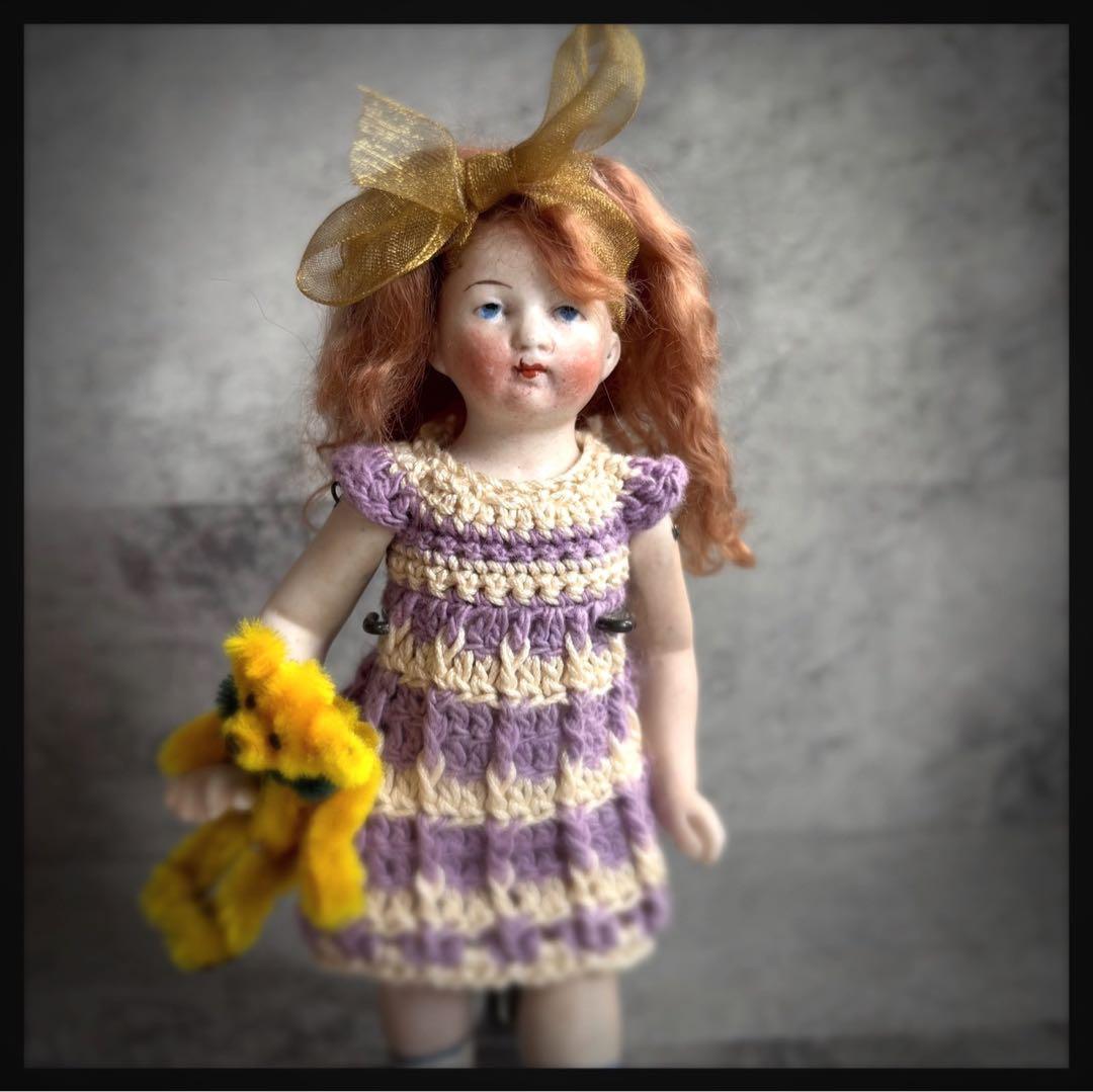 お盆セール　アンティーク 赤毛の女の子オールビスクドール ミニョネット