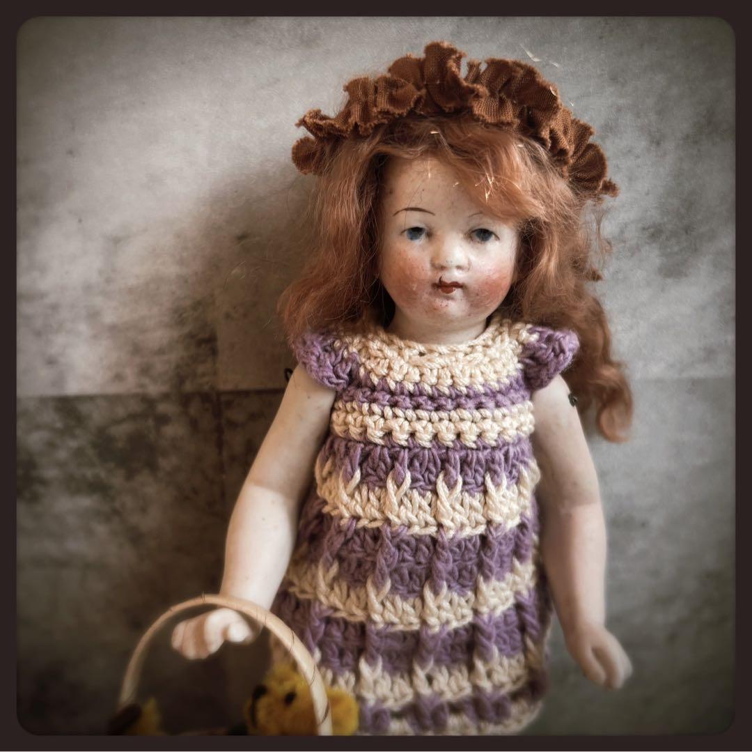 お盆セール　アンティーク 赤毛の女の子オールビスクドール ミニョネット