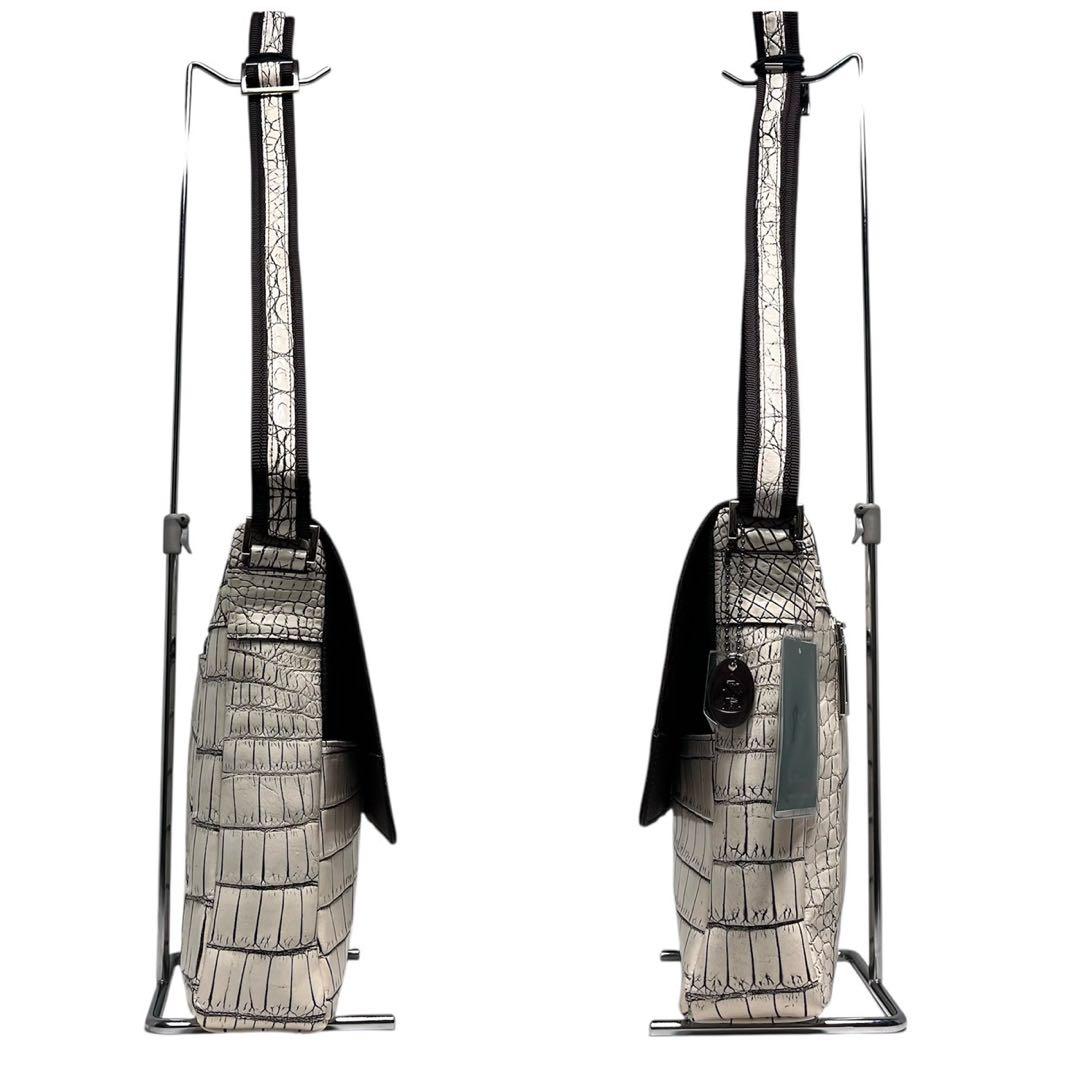 【未使用保管品】JRA認定品・日本製/クロコダイル/目地染め/ショルダーバッグ