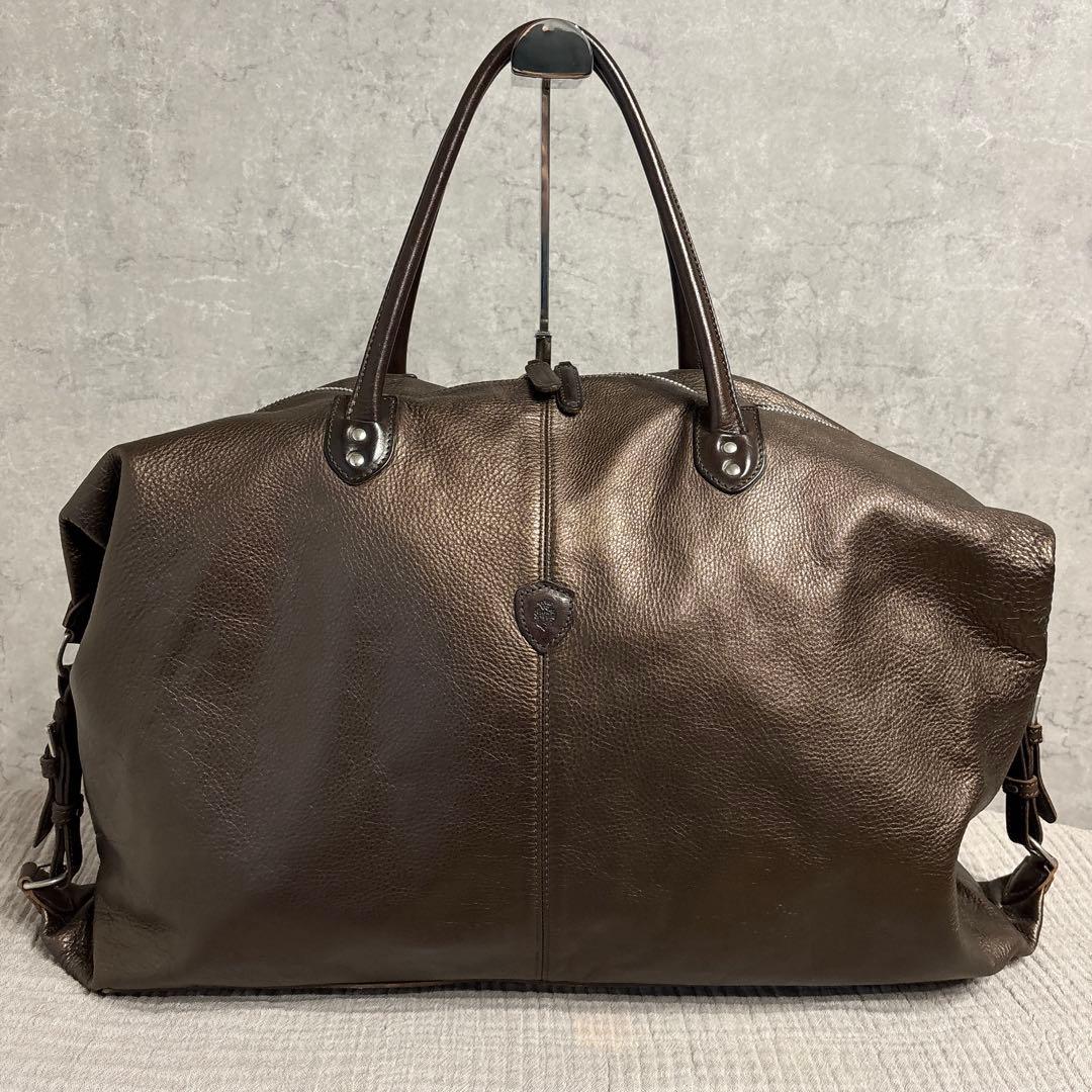 美品 Felisi フェリージ ボストンバッグ オールレザー ブラウン ビジネス