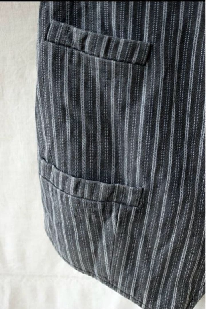 30's フランス ヴィンテージ ごま塩ストライプ ファーマーズベスト ジレ