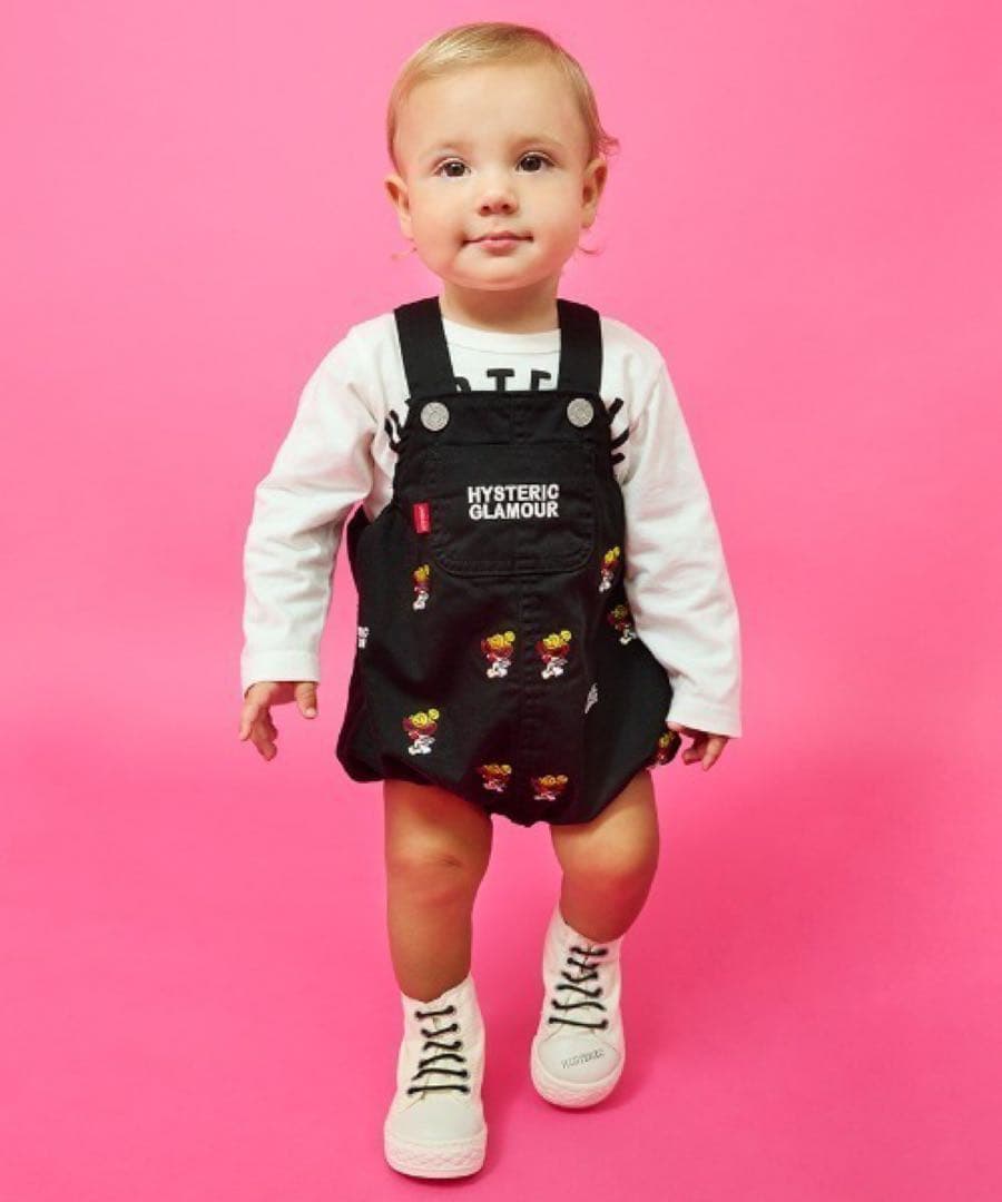 ヒスミニ♥刺繍羽付きサロペット＆帽子セット