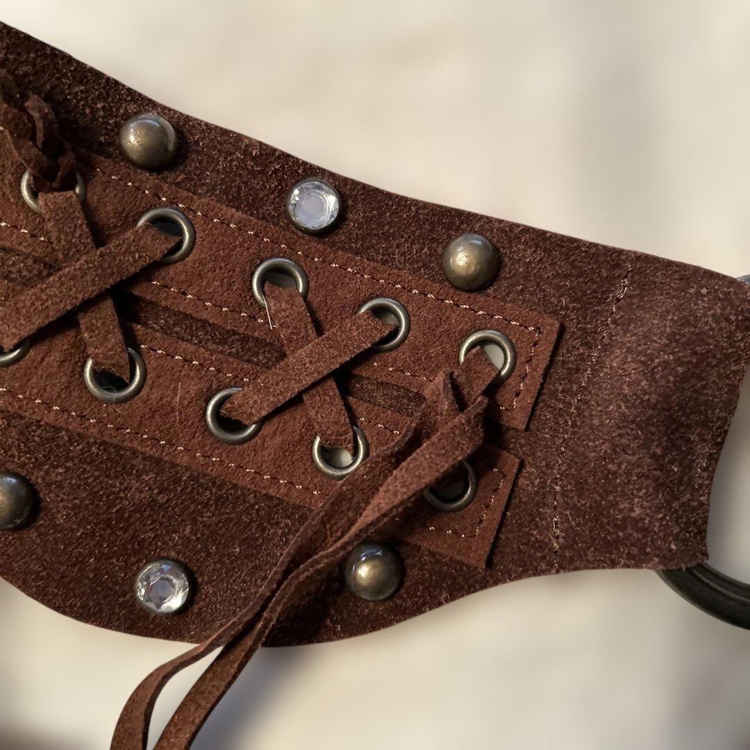 本革スエード　ラビットファー　ベルト