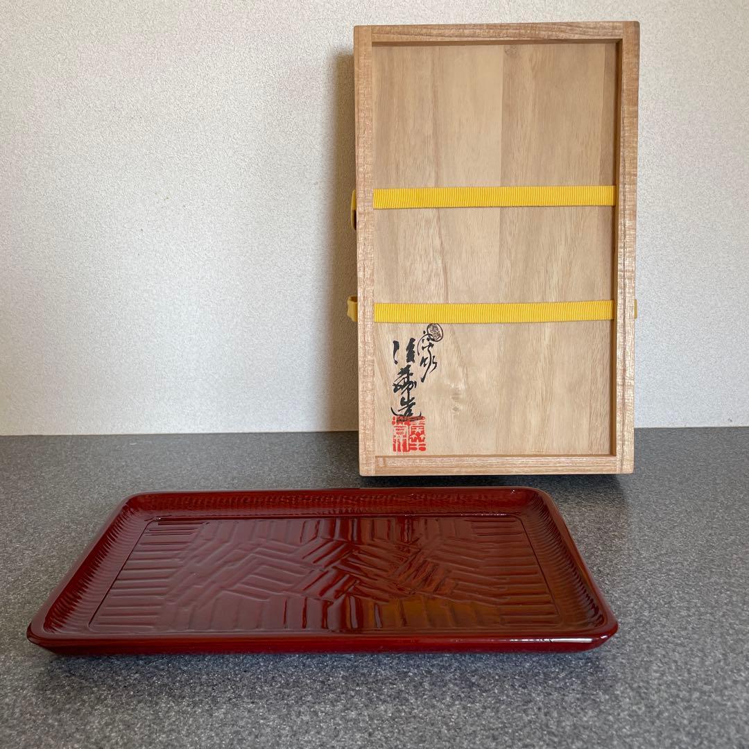 煎茶盆　　後藤盆　　木箱付き 後藤塗　　伝統工芸品