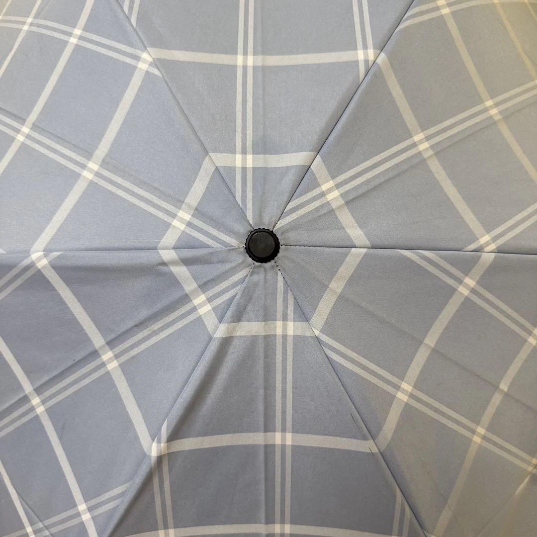 サンバリア 2段折コンパクト、チェック(ブルー)