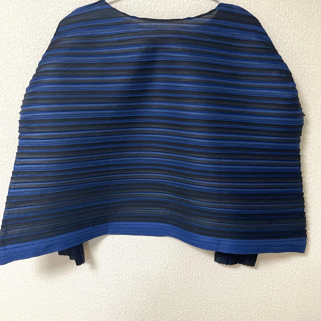 プリーツプリーズ バウンス 横プリーズ　ブルー