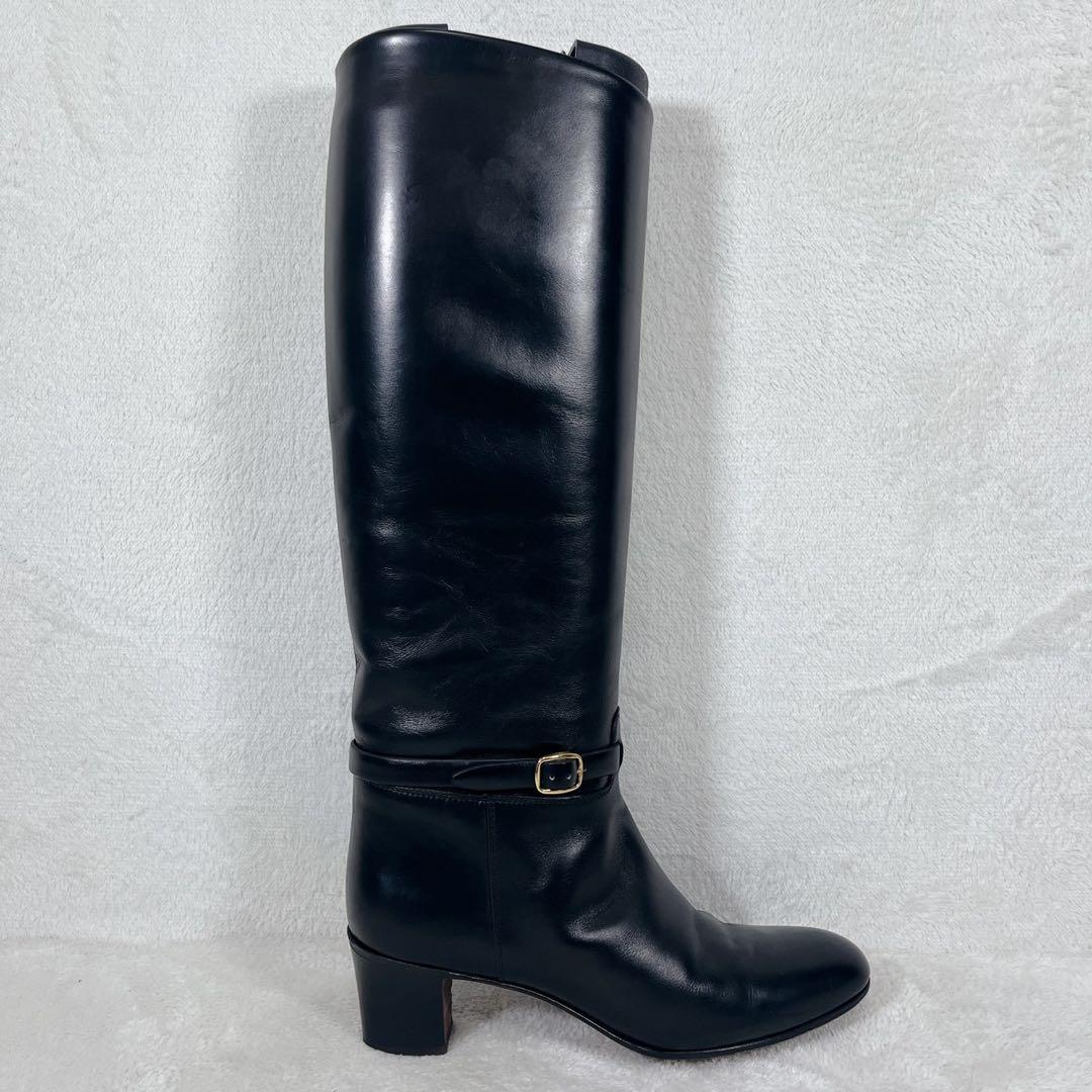 美品✨タニノクリスチー ベルト ロングブーツ ジョッキーブーツ 黒 EU37.5